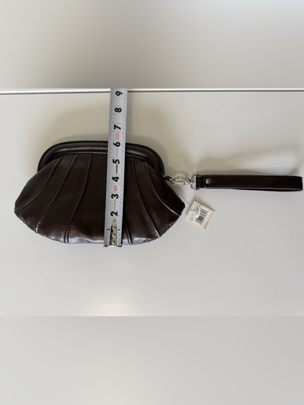 Chocolate Brown Shell Shaped Wristlet Vintage Liz Claiborne Pouch Old Stock - Picture 9 of 16